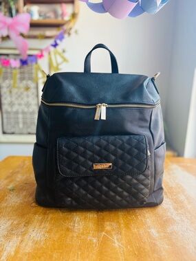 Luli Bebe Signature Diaper Bag in Ebony Black Vegan Leather